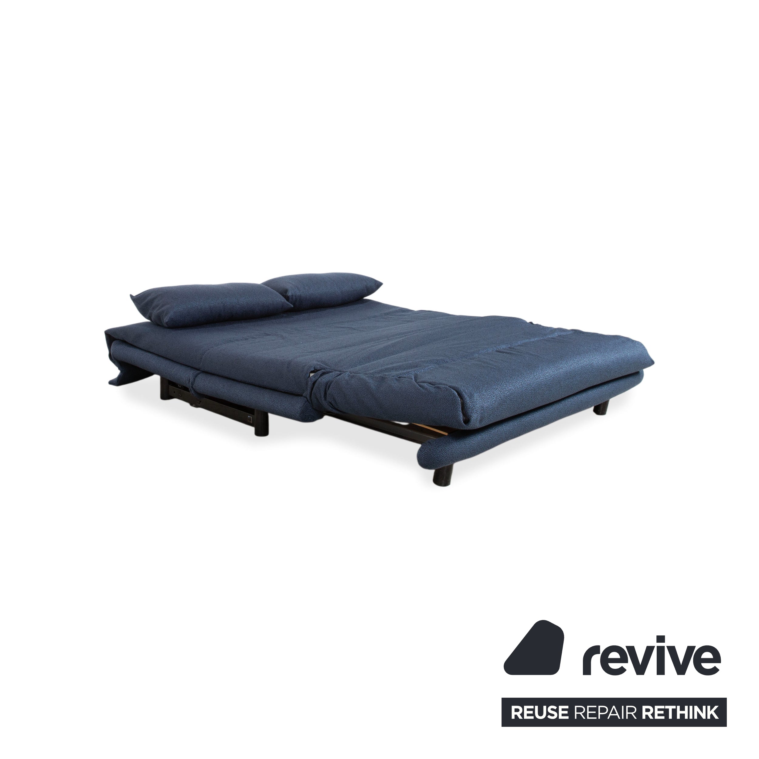 Ligne Roset Multy Fabric Three-Seater Blue Grey Navy Manual Function Sofa Couch Sofa Bed