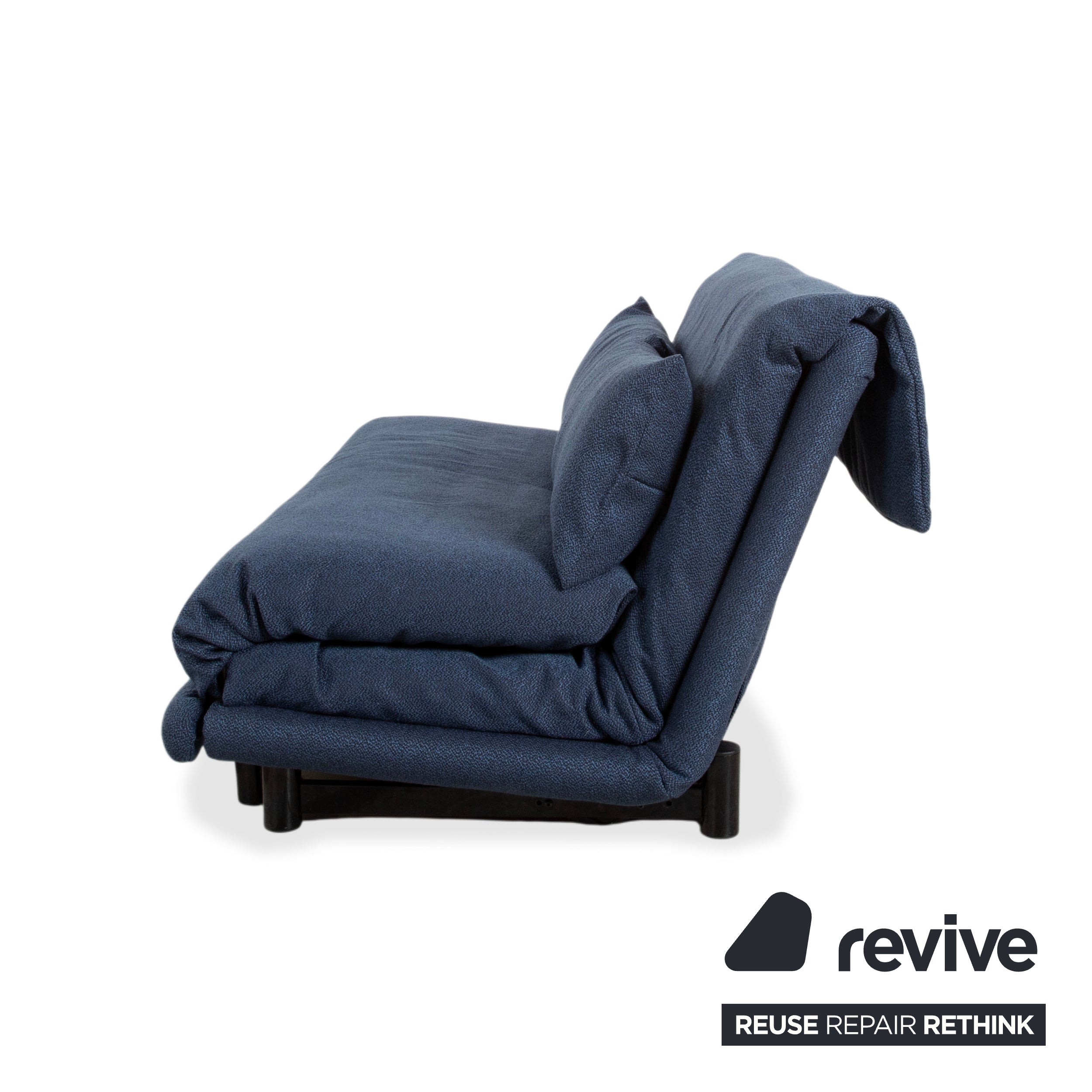 Ligne Roset Multy Fabric Three-Seater Blue Grey Navy Manual Function Sofa Couch Sofa Bed