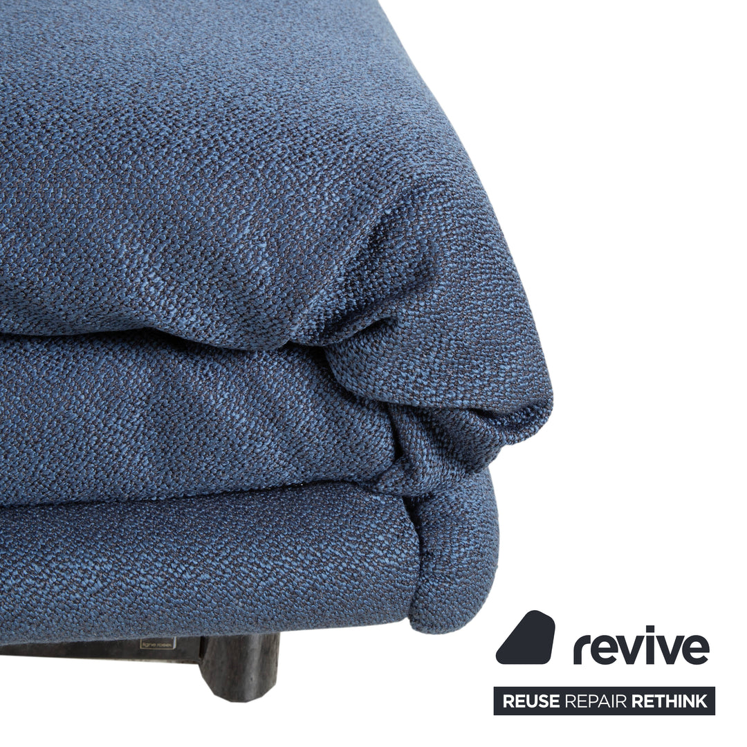 Ligne Roset Multy Fabric Three-Seater Blue Grey Navy Manual Function Sofa Couch Sofa Bed