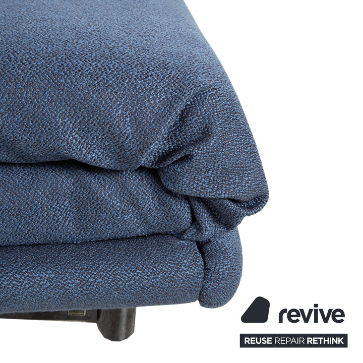 Ligne Roset Multy Fabric Three-Seater Blue Grey Navy Manual Function Sofa Couch Sofa Bed