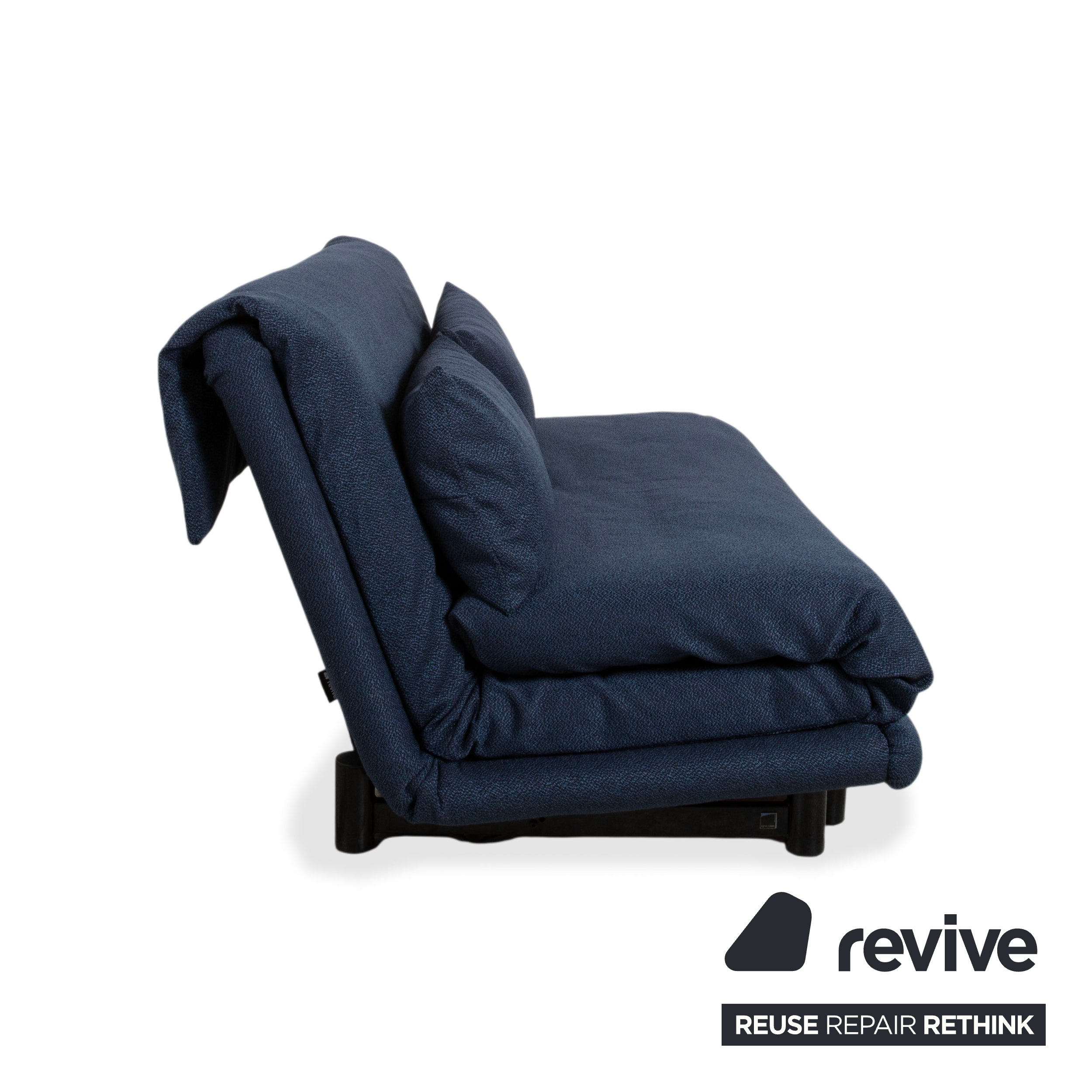 Ligne Roset Multy Fabric Three-Seater Blue Grey Navy Manual Function Sofa Couch Sofa Bed