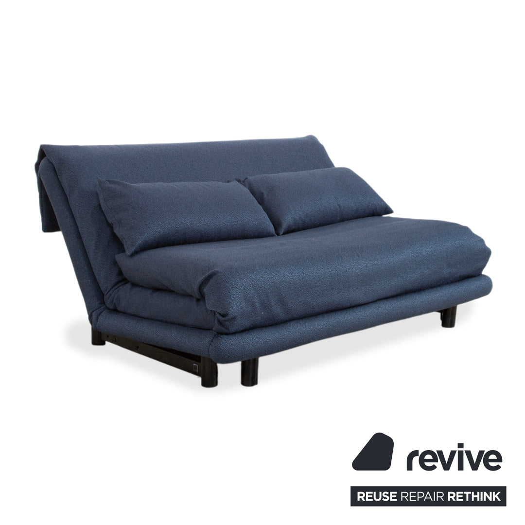 Ligne Roset Multy Stoff Dreisitzer Blau Grau Navy manuelle Funktion Sofa Couch Schlafsofa