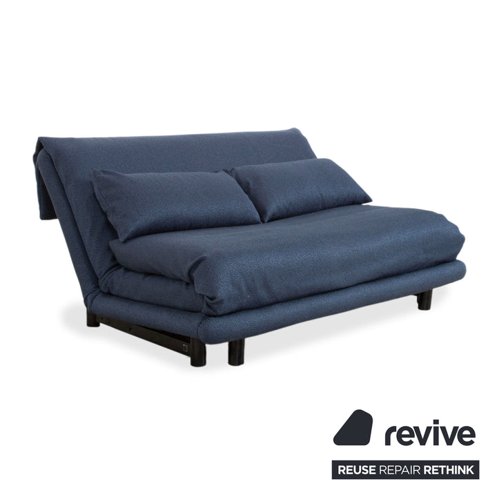 Ligne Roset Multy Stoff Dreisitzer Blau Grau Navy manuelle Funktion Sofa Couch Schlafsofa