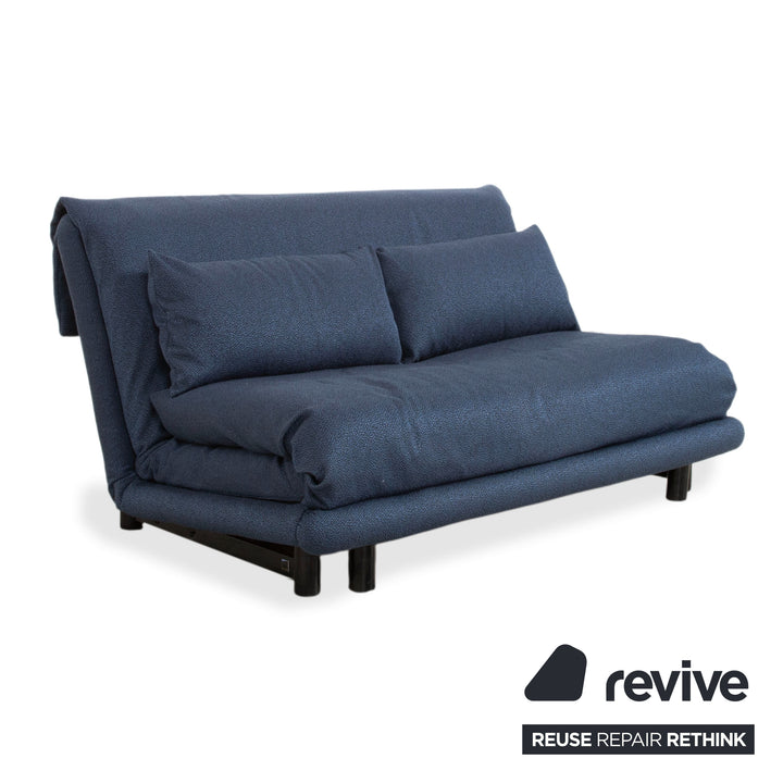 Ligne Roset Multy Stoff Dreisitzer Blau Grau Navy manuelle Funktion Sofa Couch Schlafsofa
