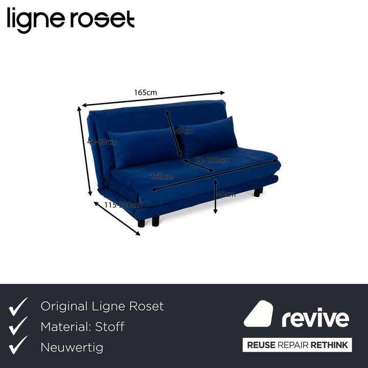 Canapé convertible 3 places en tissu Multy Ligne Roset bleu à fonction manuelle