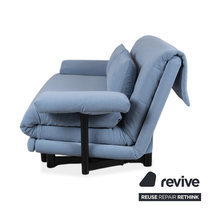 Ligne Roset Multy Fabric Three-Seater Blue Manual Function Sofa Couch Sofa Bed
