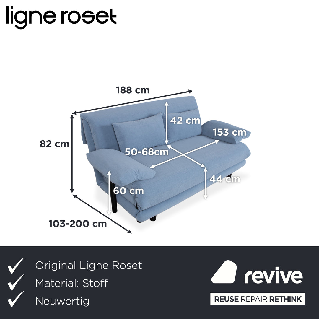 Ligne Roset Multy Fabric Three-Seater Blue Manual Function Sofa Couch Sofa Bed