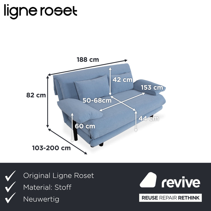 Ligne Roset Multy Fabric Three-Seater Blue Manual Function Sofa Couch Sofa Bed