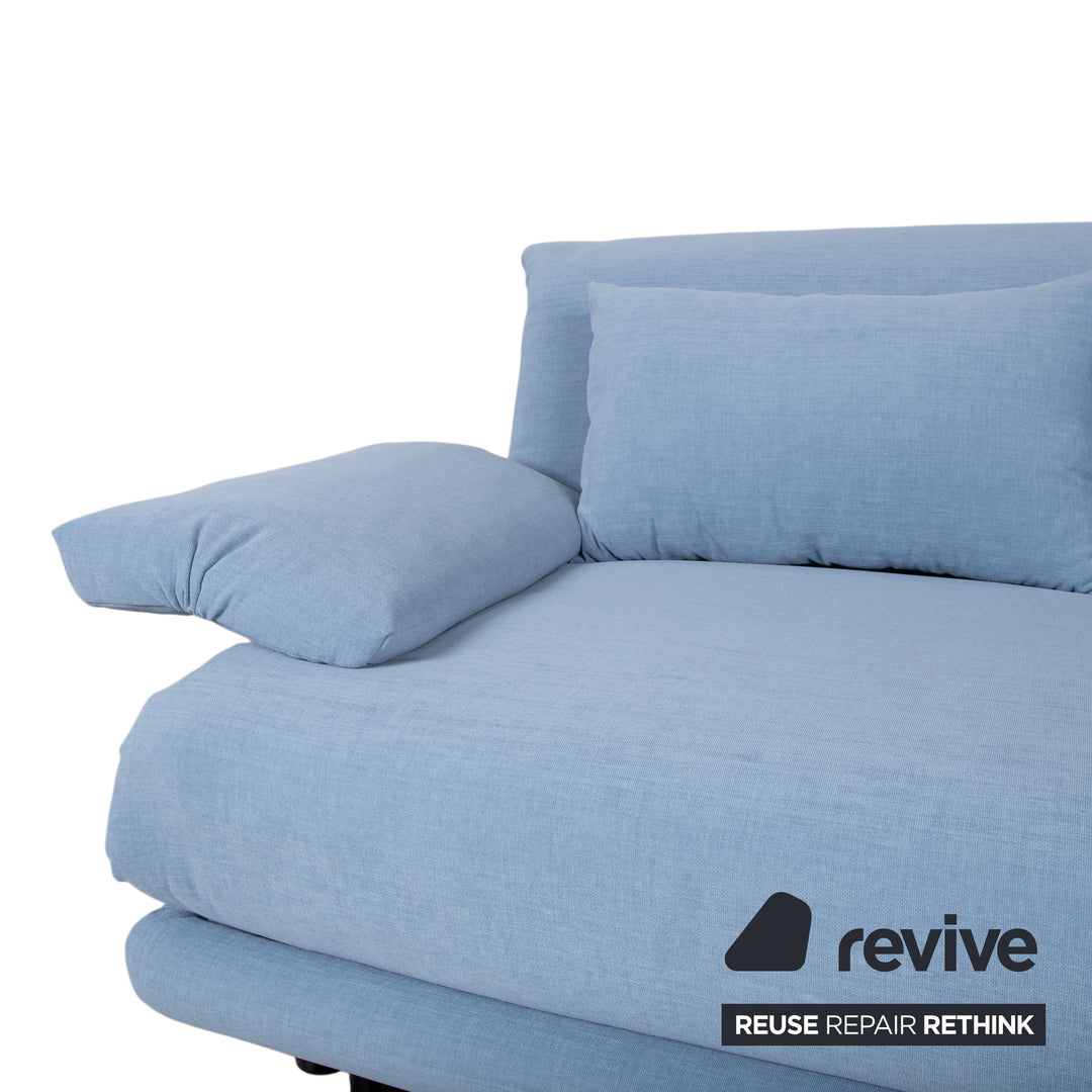 Ligne Roset Multy Fabric Three-Seater Blue Manual Function Sofa Couch Sofa Bed