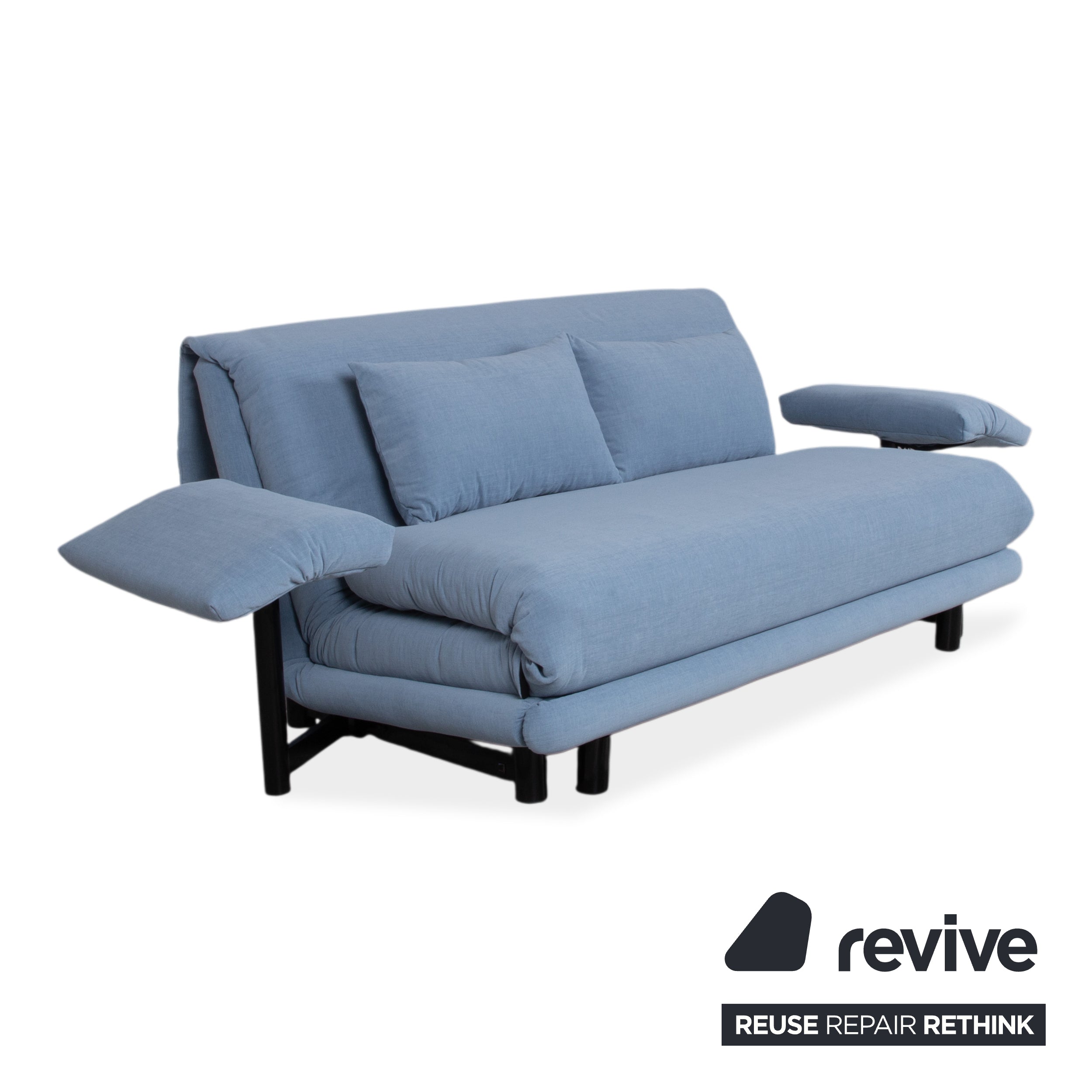 Ligne Roset Multy Fabric Three-Seater Blue Manual Function Sofa Couch Sofa Bed