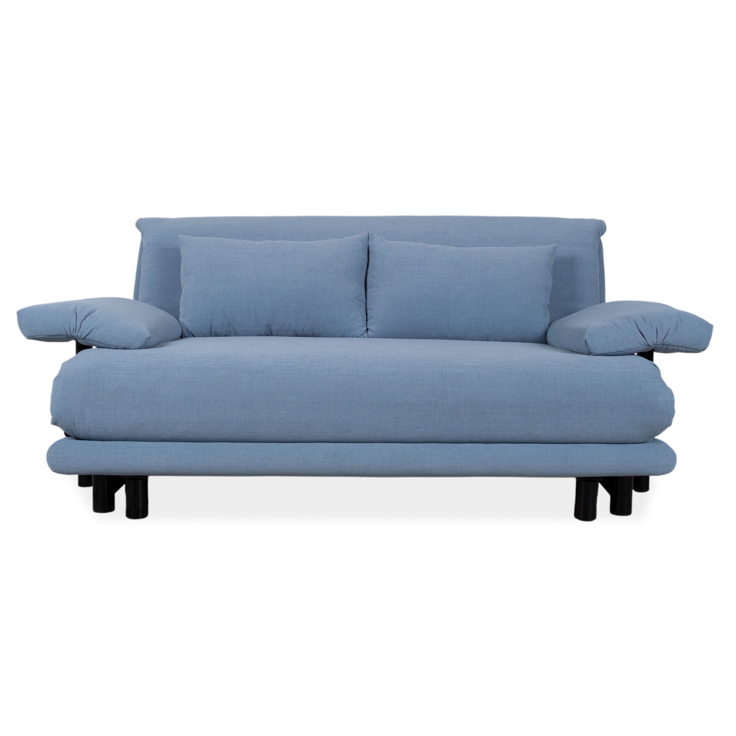 Ligne Roset Multy Fabric Three-Seater Blue Manual Function Sofa Couch Sofa Bed