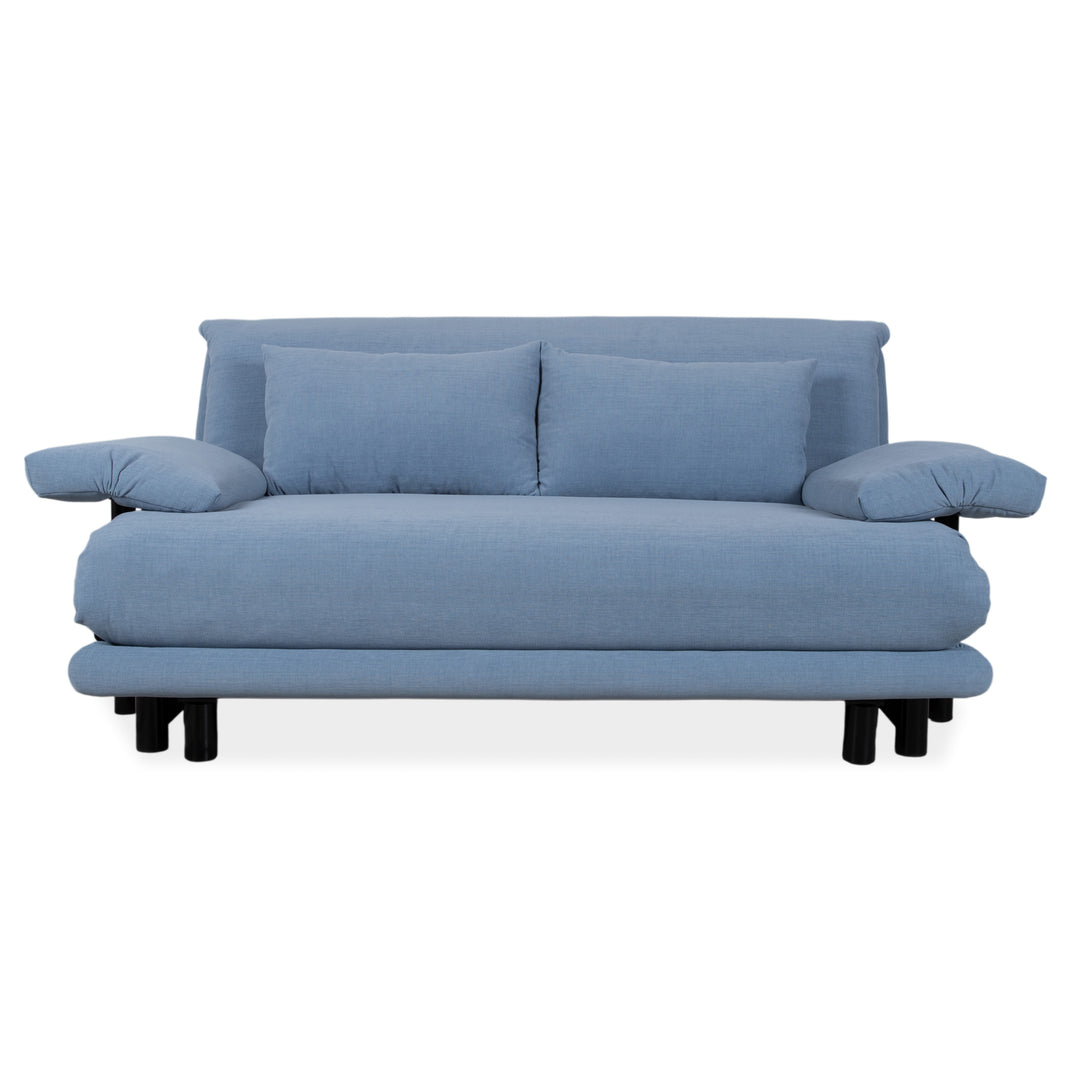 Ligne Roset Multy Fabric Three-Seater Blue Manual Function Sofa Couch Sofa Bed