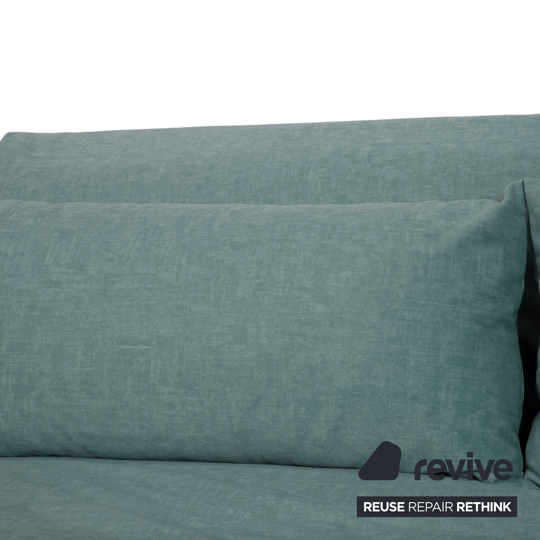 Ligne Roset Multy Stoff Dreisitzer Blau Türkis manuelle Funktion Schlafsofa Sofa Couch Neubezug