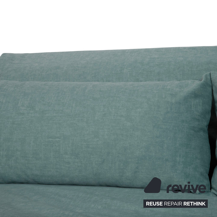 Ligne Roset Multy Stoff Dreisitzer Blau Türkis manuelle Funktion Schlafsofa Sofa Couch Neubezug