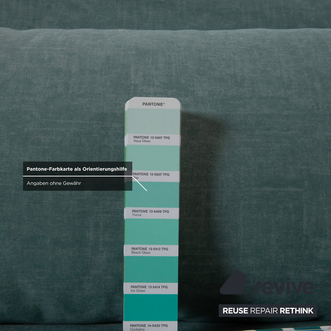 Ligne Roset Multy Stoff Dreisitzer Blau Türkis manuelle Funktion Schlafsofa Sofa Couch Neubezug