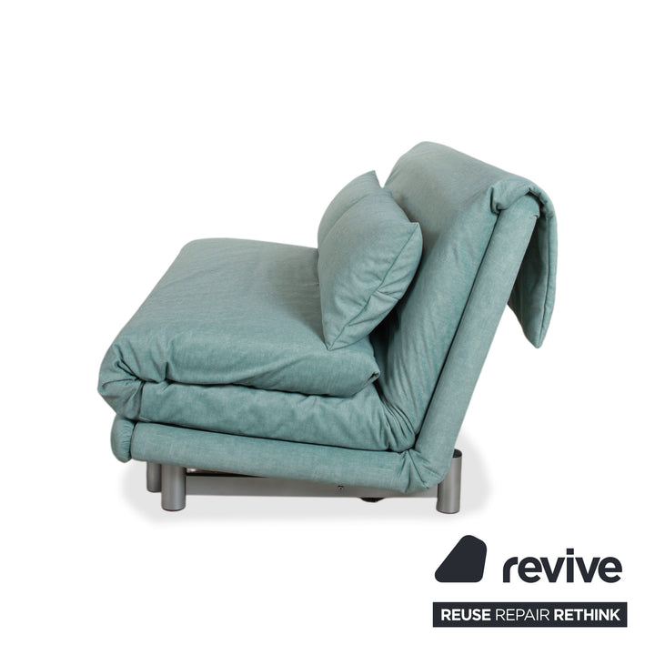 Ligne Roset Multy Stoff Dreisitzer Blau Türkis manuelle Funktion Schlafsofa Sofa Couch Neubezug