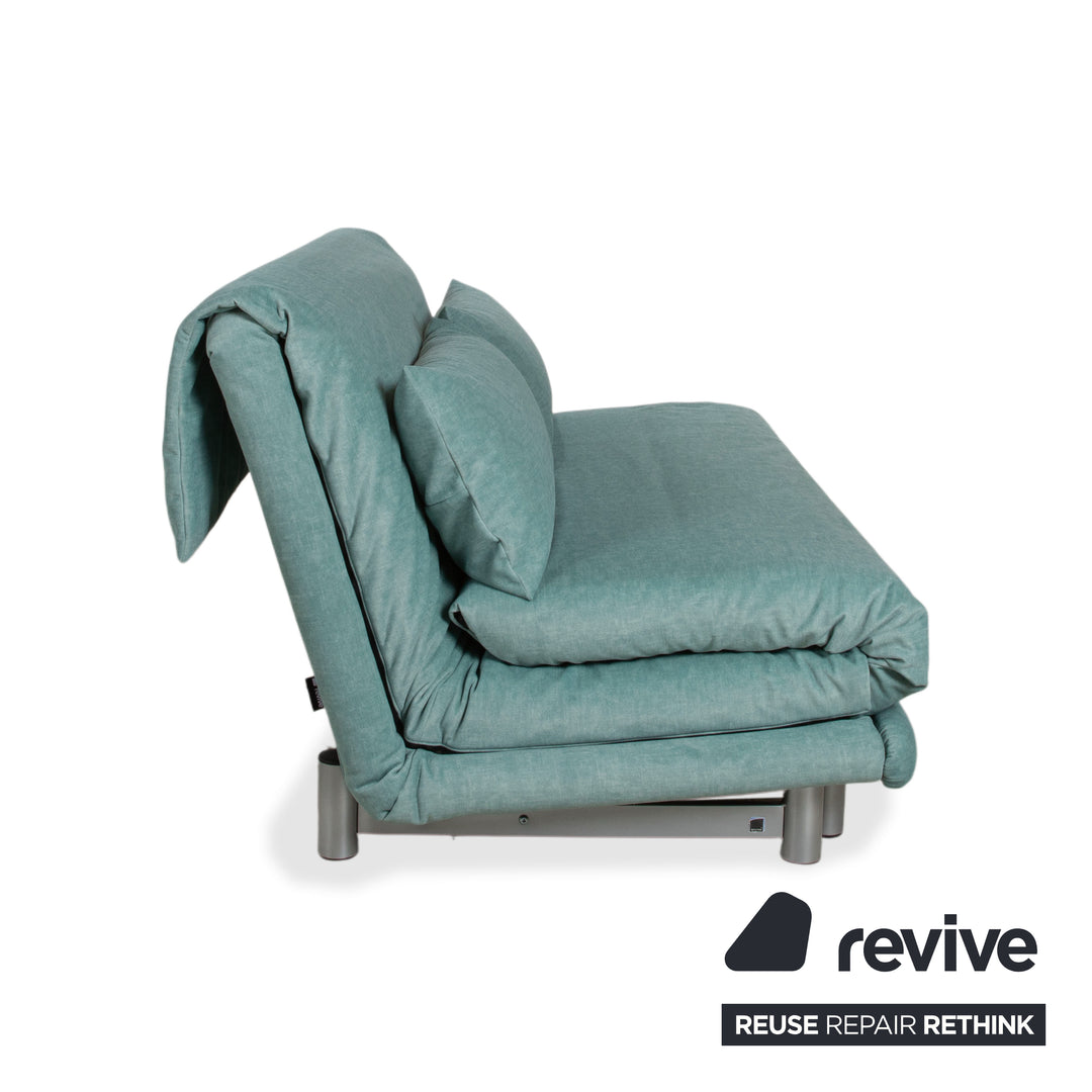 Ligne Roset Multy Stoff Dreisitzer Blau Türkis manuelle Funktion Schlafsofa Sofa Couch Neubezug