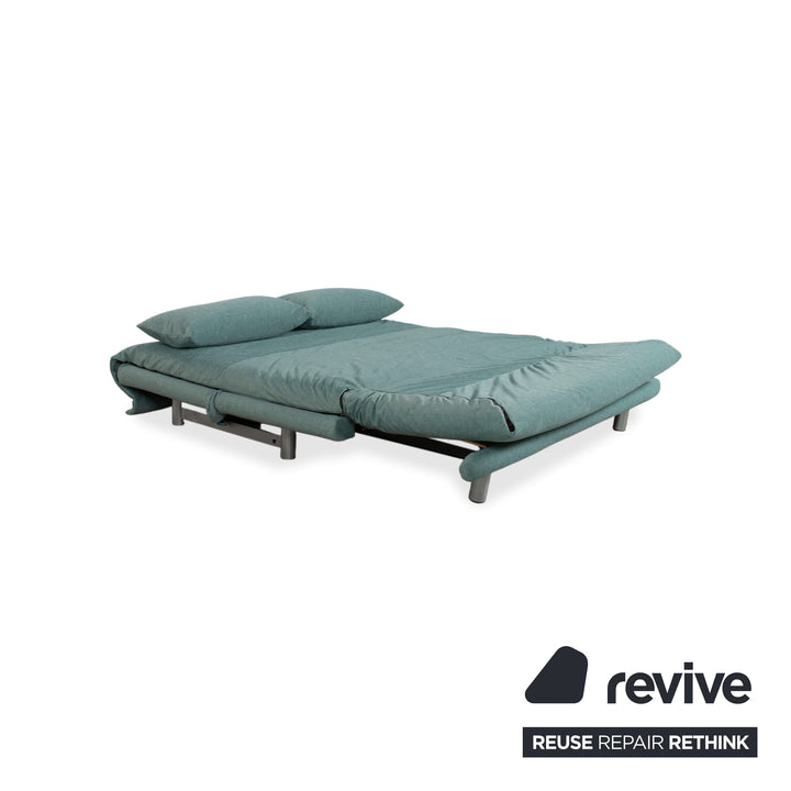Ligne Roset Multy Stoff Dreisitzer Blau Türkis manuelle Funktion Schlafsofa Sofa Couch Neubezug