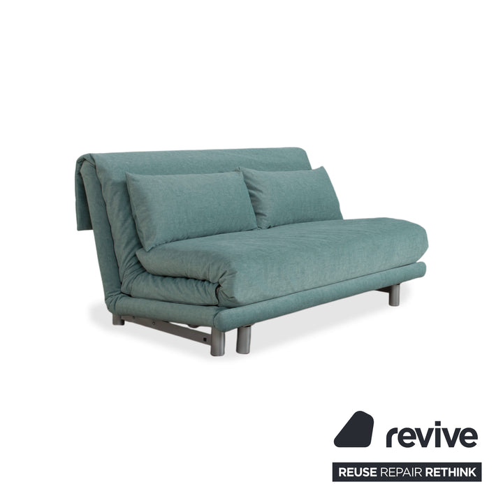 Ligne Roset Multy Stoff Dreisitzer Blau Türkis manuelle Funktion Schlafsofa Sofa Couch Neubezug