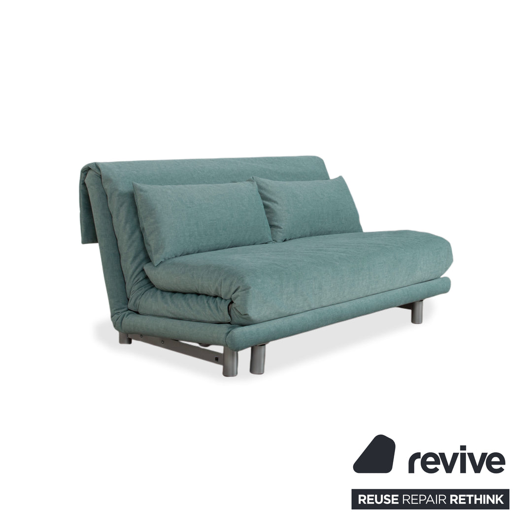 Ligne Roset Multy Fabric Three-Seater Blue Turquoise Manual Function Sofa Bed Couch New Upholstery