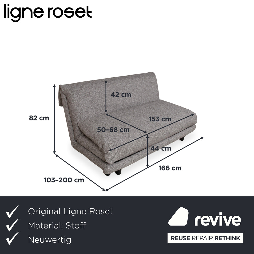 Ligne Roset Multy Fabric Three-Seater Grey Manual Sleep Function Sofa Couch