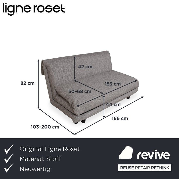 Ligne Roset Multy Fabric Three-Seater Grey Manual Sleep Function Sofa Couch