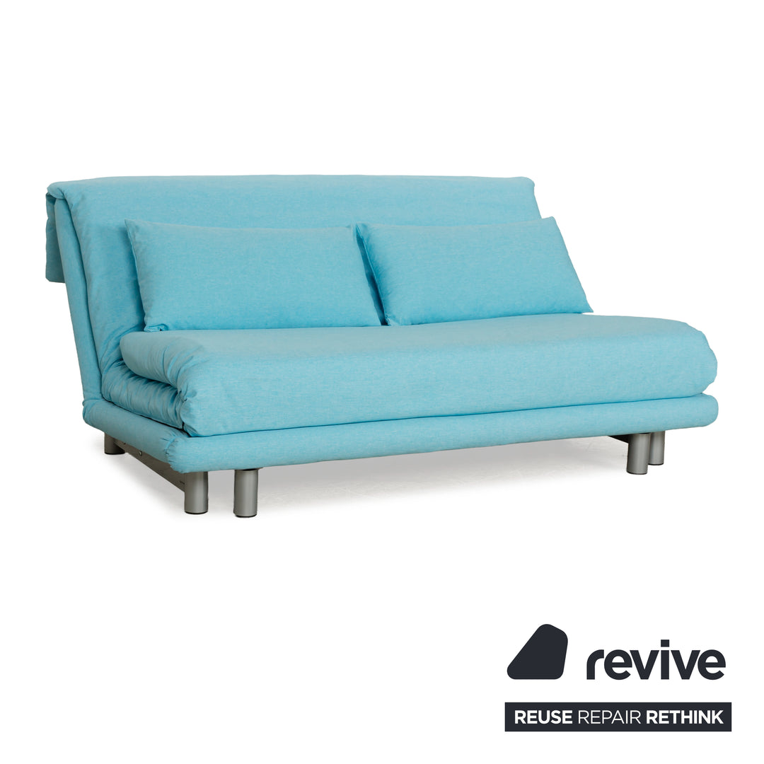 Canapé trois places en tissu Ligne Roset Multy bleu, fonction manuelle, fonction couchage, nouvelle housse
