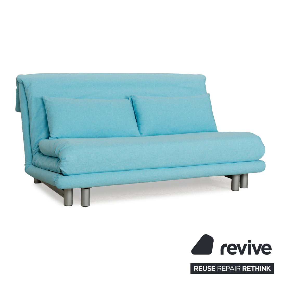 Canapé trois places en tissu Ligne Roset Multy bleu, fonction manuelle, fonction couchage, nouvelle housse