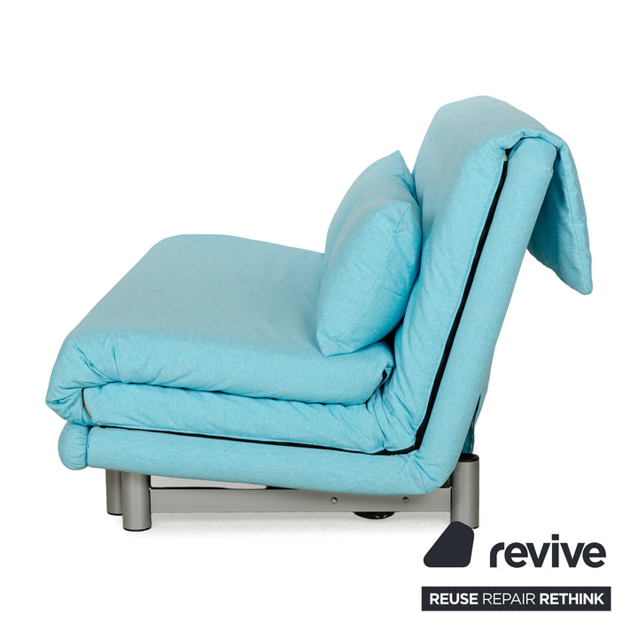 Canapé trois places en tissu Ligne Roset Multy bleu, fonction manuelle, fonction couchage, nouvelle housse