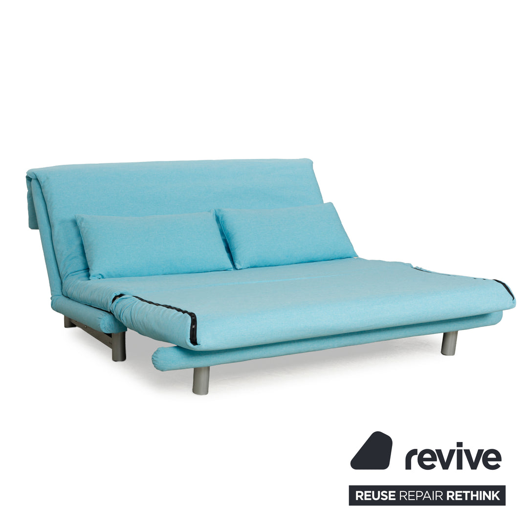 Canapé trois places en tissu Ligne Roset Multy bleu, fonction manuelle, fonction couchage, nouvelle housse