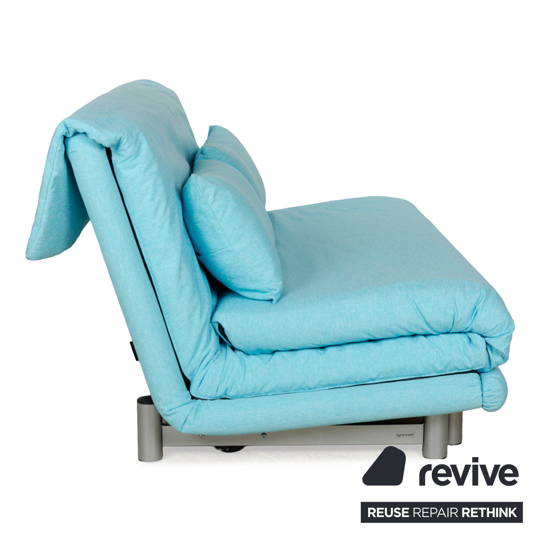 Canapé trois places en tissu Ligne Roset Multy bleu, fonction manuelle, fonction couchage, nouvelle housse
