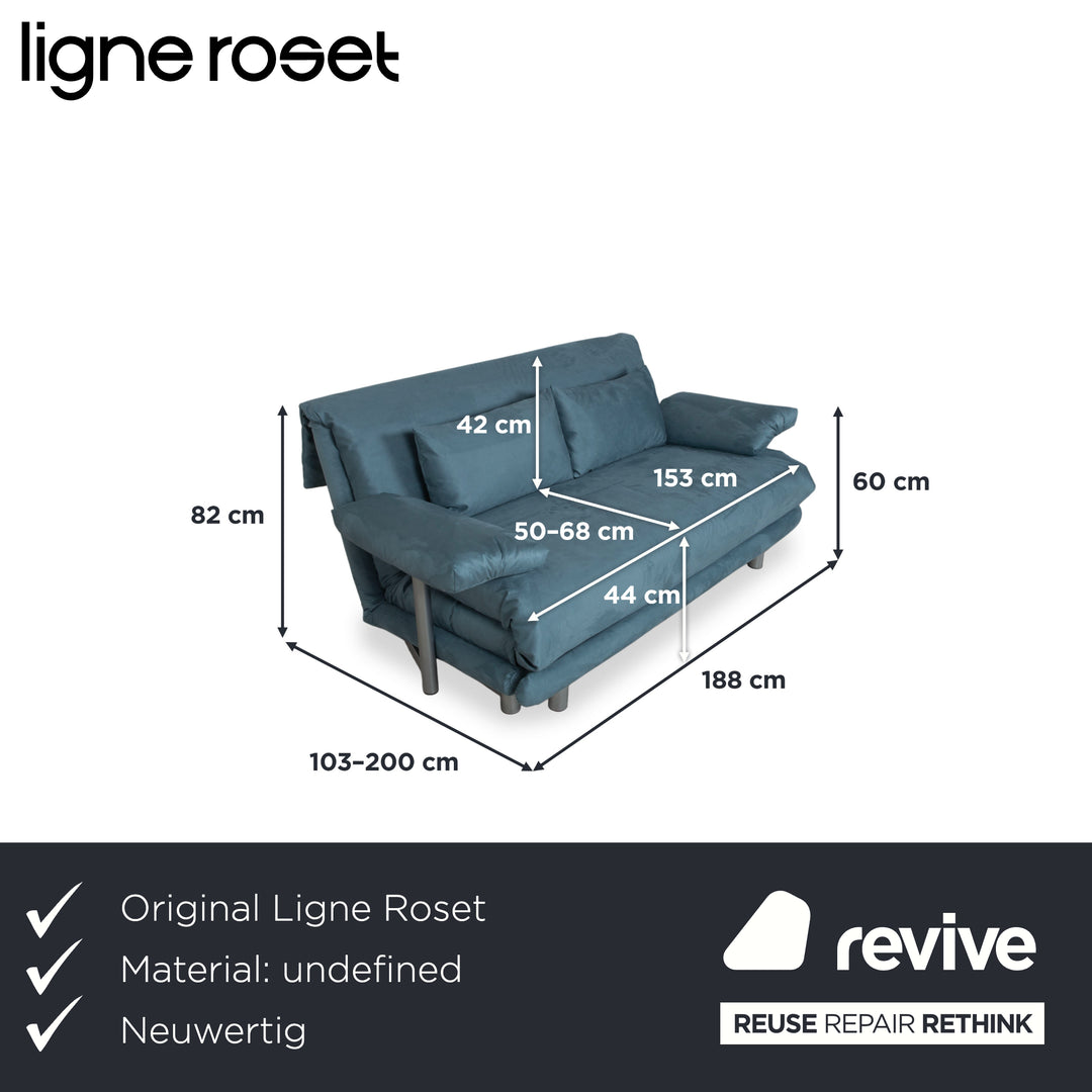 Ligne Roset Multy Stoff Dreisitzer Blau Sofa Couch manuelle Schlaffunktion Neubezug MEMPHIS 733