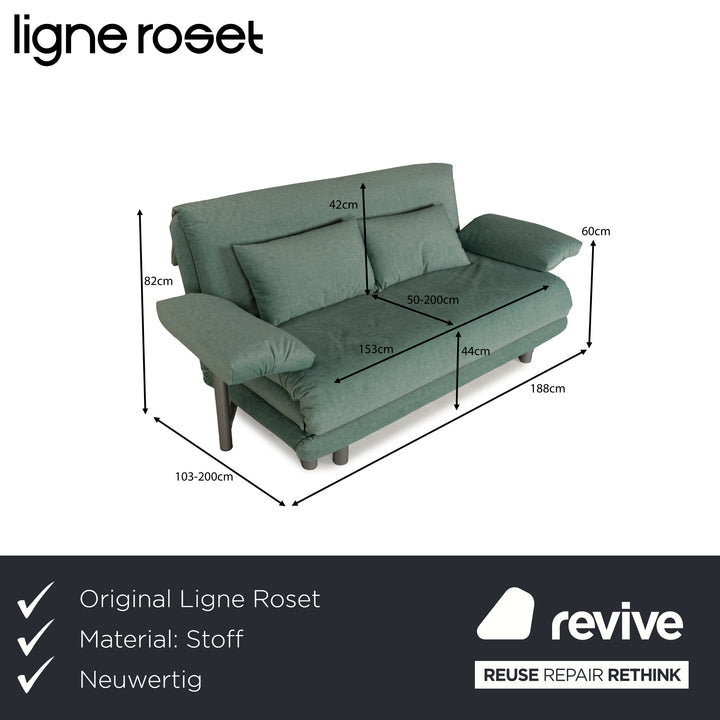 Ligne Roset Multy Canapé 3 places en tissu vert avec fonction couchage Nouvelle housse
