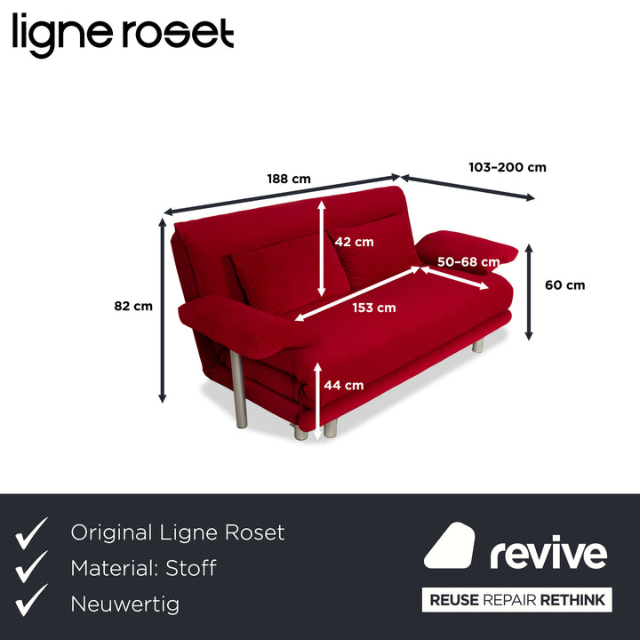 Canapé trois places Ligne Roset Multy en tissu Bordeaux fonction couchage nouvelle housse avec accoudoir