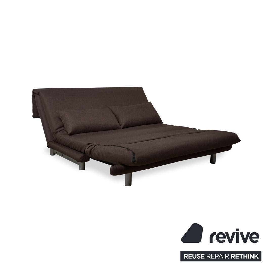 Ligne Roset Multy Stoff Dreisitzer Braun Grau manuelle Schlaffunktion Schlafsofa Couch Neubezug Dunkelbraun