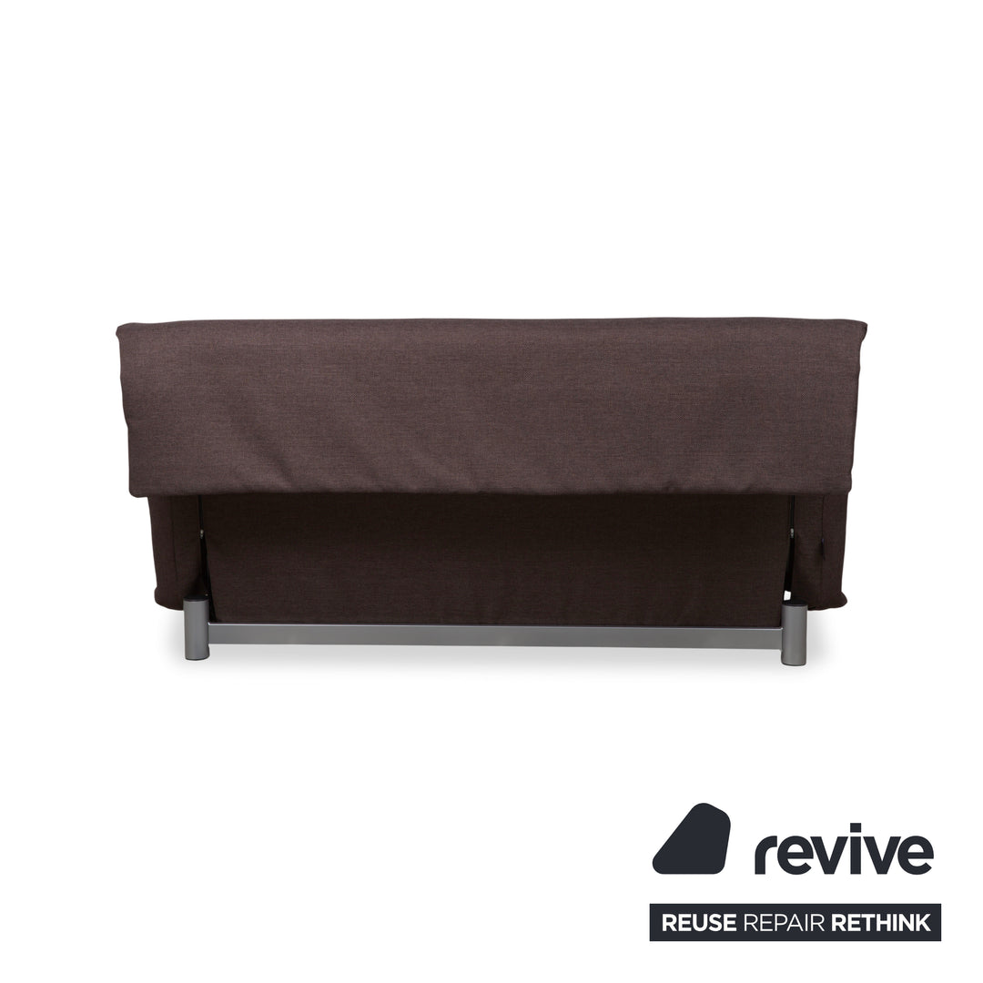 Ligne Roset Multy Stoff Dreisitzer Braun Grau manuelle Schlaffunktion Schlafsofa Couch Neubezug Dunkelbraun