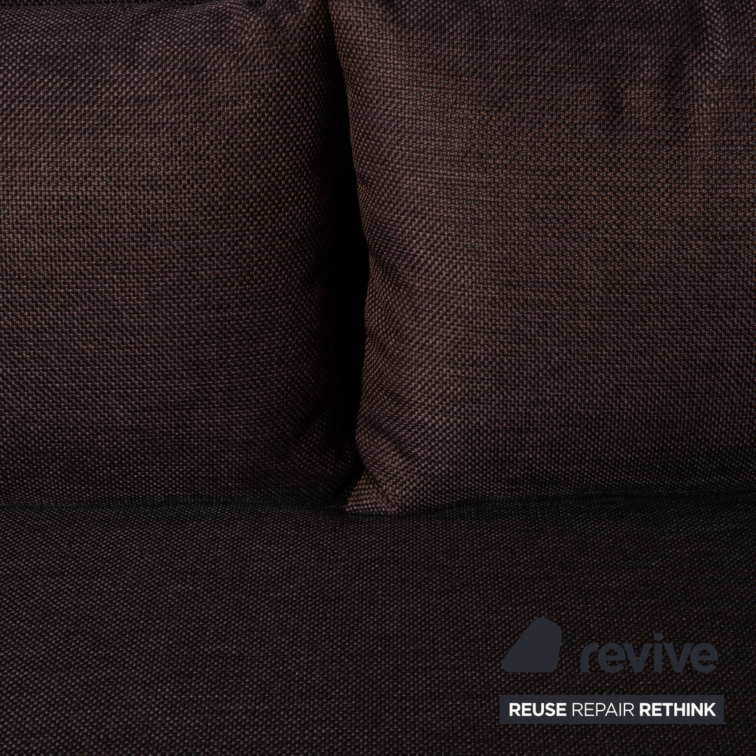 Ligne Roset Multy Stoff Dreisitzer Braun Grau manuelle Schlaffunktion Schlafsofa Couch Neubezug Dunkelbraun