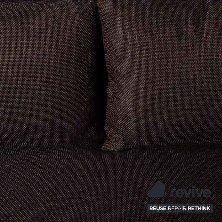 Ligne Roset Multy Stoff Dreisitzer Braun Grau manuelle Schlaffunktion Schlafsofa Couch Neubezug Dunkelbraun