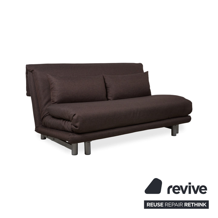 Ligne Roset Multy Stoff Dreisitzer Braun Grau manuelle Schlaffunktion Schlafsofa Couch Neubezug Dunkelbraun