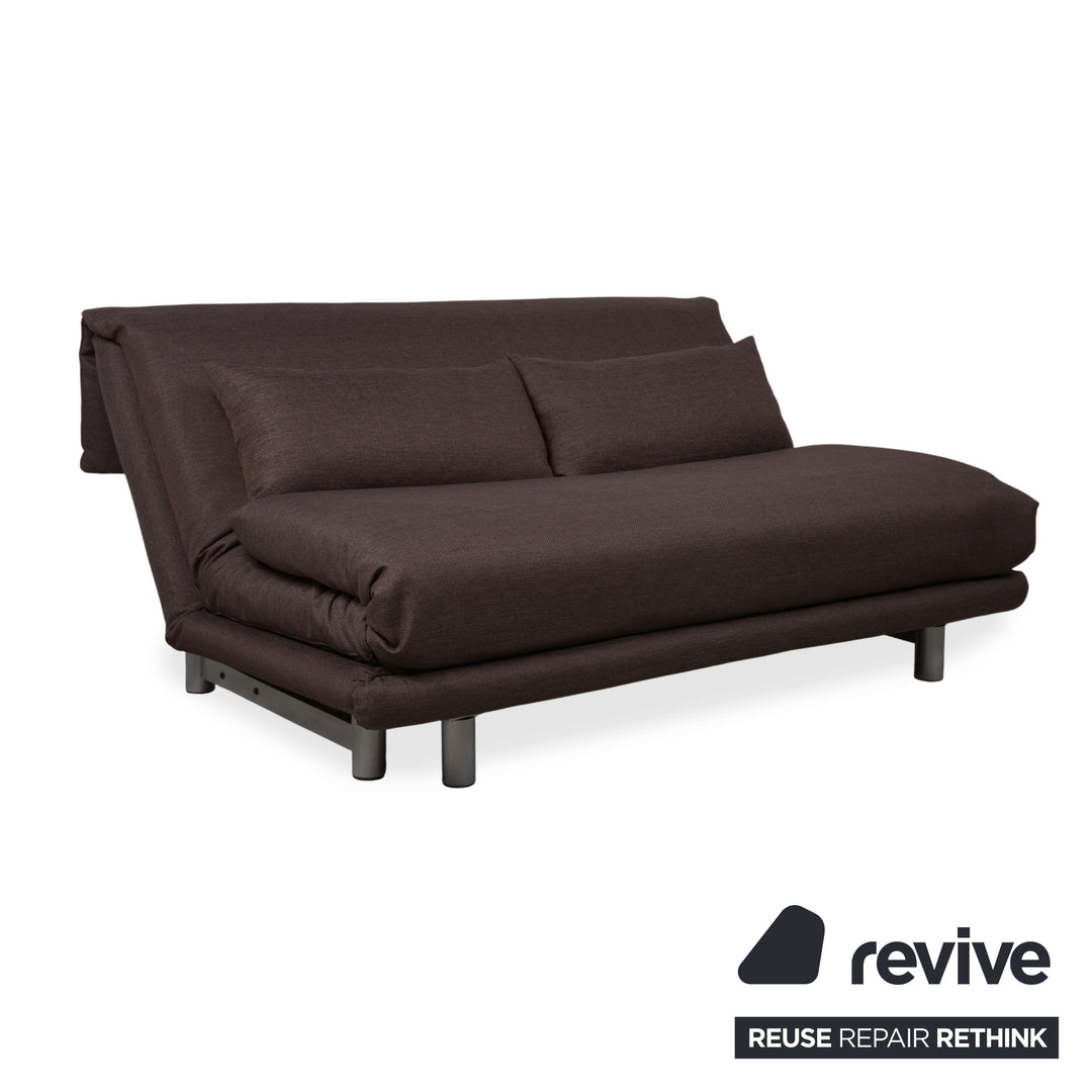 Ligne Roset Multy Stoff Dreisitzer Braun Grau manuelle Schlaffunktion Schlafsofa Couch Neubezug Dunkelbraun