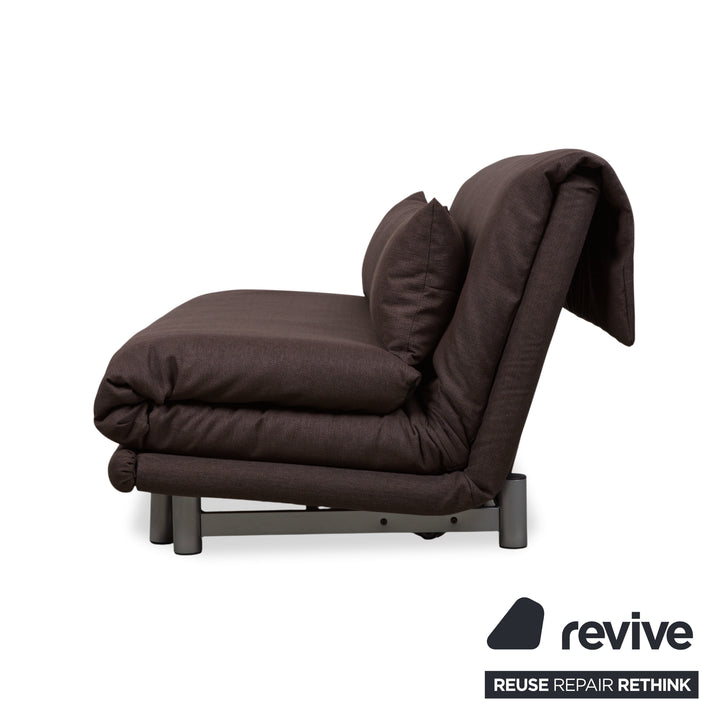 Ligne Roset Multy Stoff Dreisitzer Braun Grau manuelle Schlaffunktion Schlafsofa Couch Neubezug Dunkelbraun