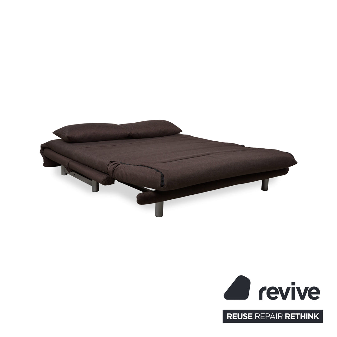 Ligne Roset Multy Stoff Dreisitzer Braun Grau manuelle Schlaffunktion Schlafsofa Couch Neubezug Dunkelbraun