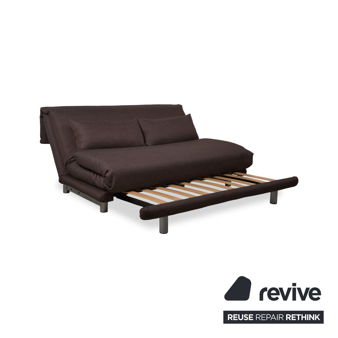 Ligne Roset Multy Stoff Dreisitzer Braun Grau manuelle Schlaffunktion Schlafsofa Couch Neubezug Dunkelbraun