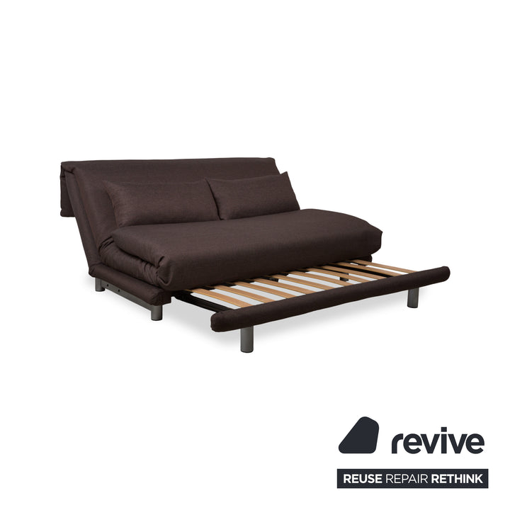 Ligne Roset Multy Stoff Dreisitzer Braun Grau manuelle Schlaffunktion Schlafsofa Couch Neubezug Dunkelbraun