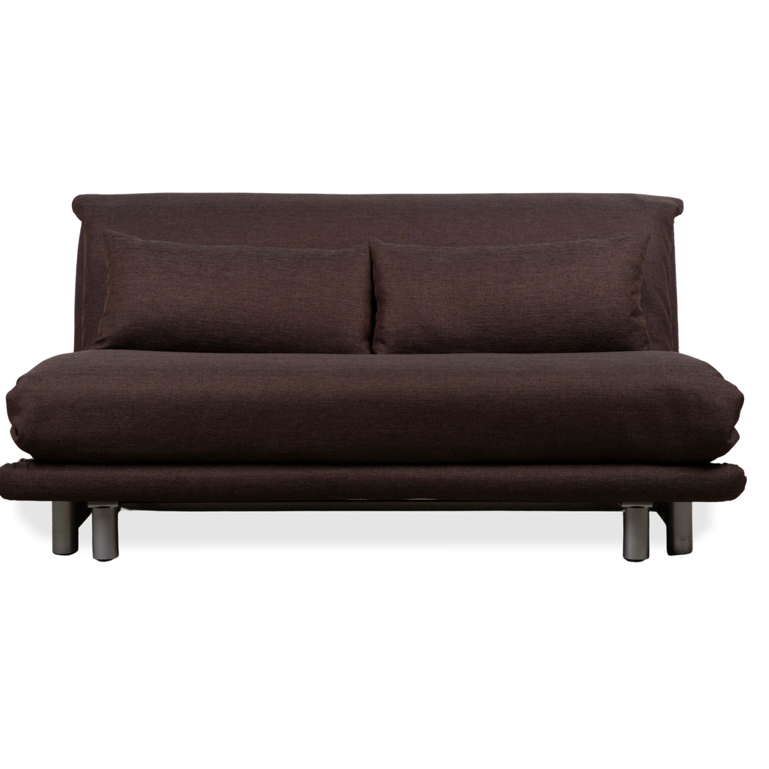 Ligne Roset Multy Stoff Dreisitzer Braun Grau manuelle Schlaffunktion Schlafsofa Couch Neubezug Dunkelbraun