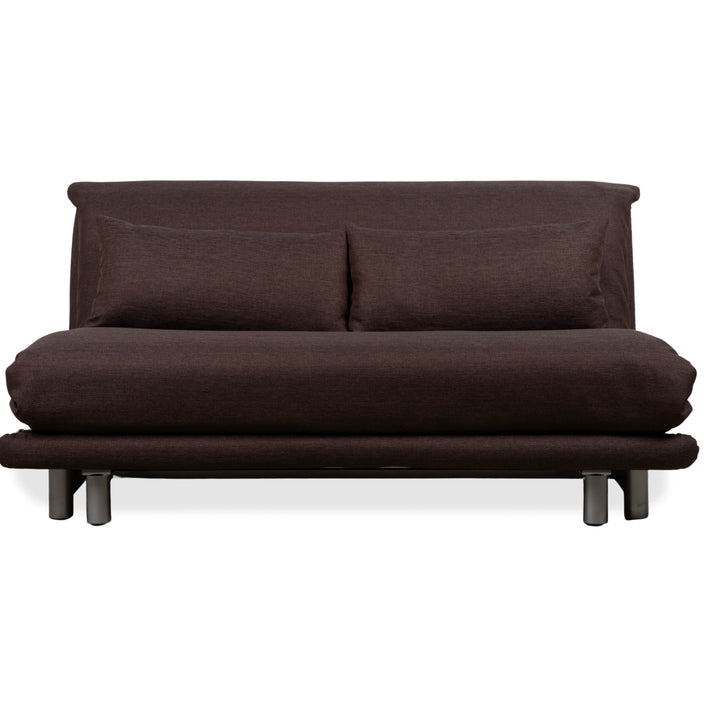 Ligne Roset Multy Stoff Dreisitzer Braun Grau manuelle Schlaffunktion Schlafsofa Couch Neubezug Dunkelbraun