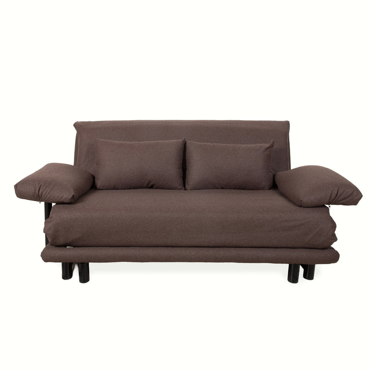 ligne roset Multy Stoff Dreisitzer Braun Greige Beige inkl. Armlehnen manuelle Funktion Sofa Couch Schlafsofa Gestell Schwarz
