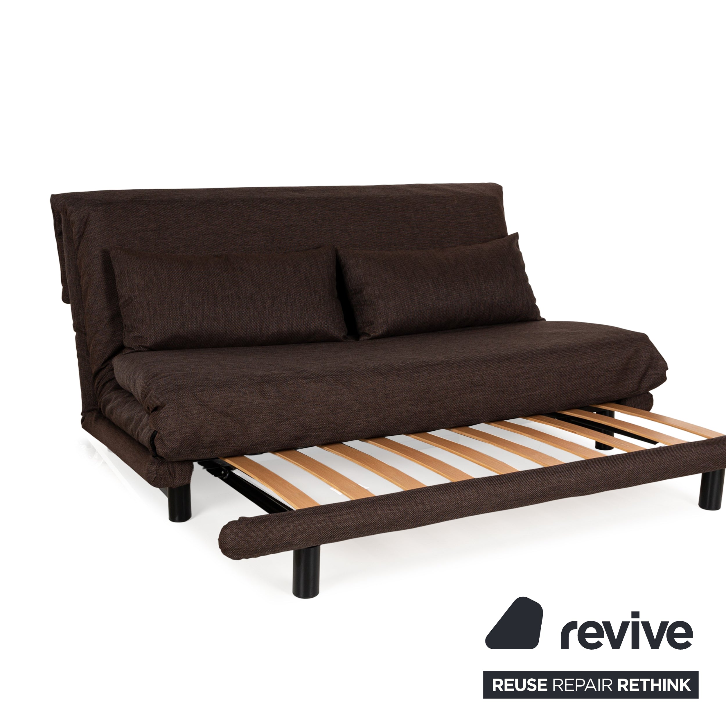 Ligne roset Canapé 3 places en tissu Multy marron, fonction manuelle, fonction sommeil, housse neuve