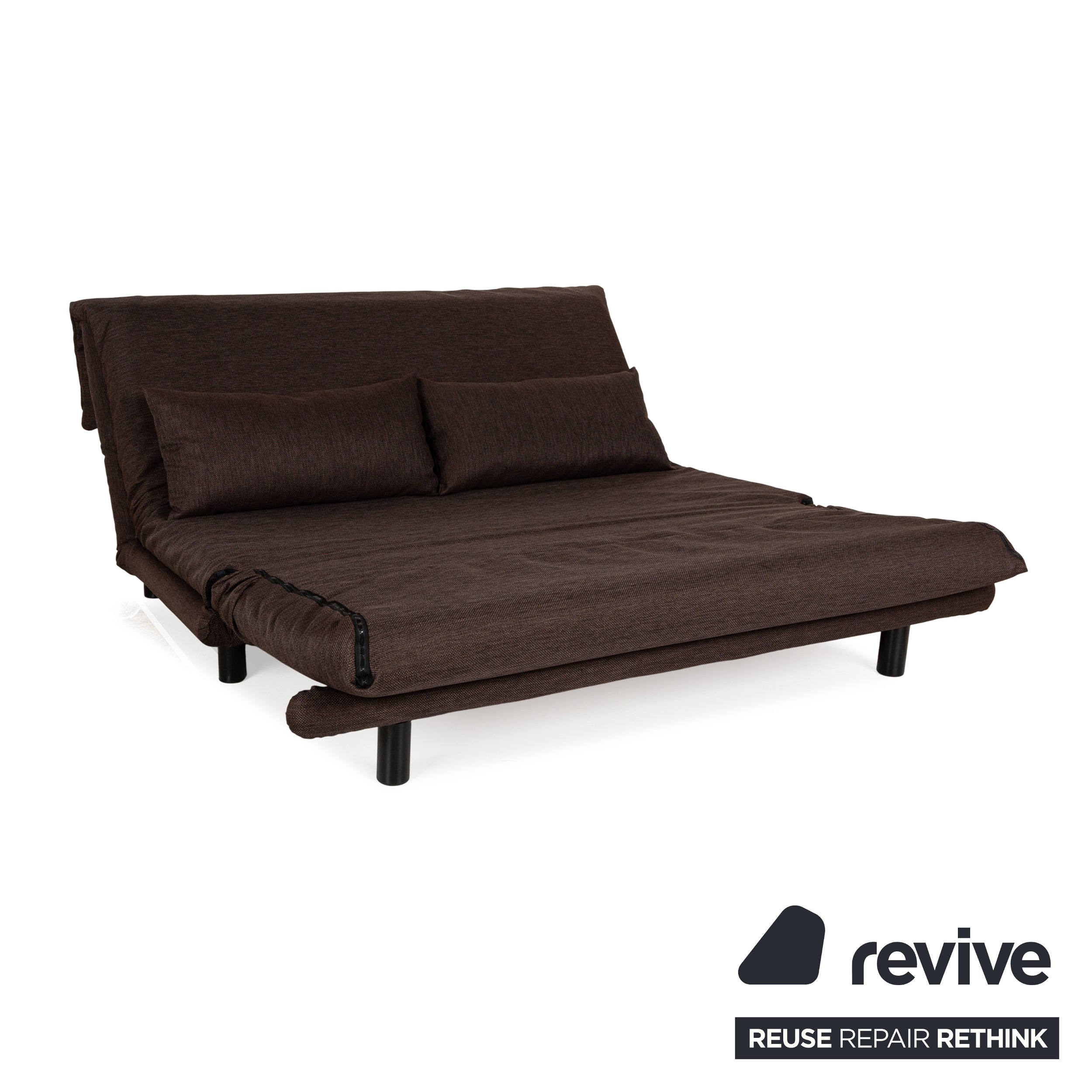 Ligne roset Canapé 3 places en tissu Multy marron, fonction manuelle, fonction sommeil, housse neuve