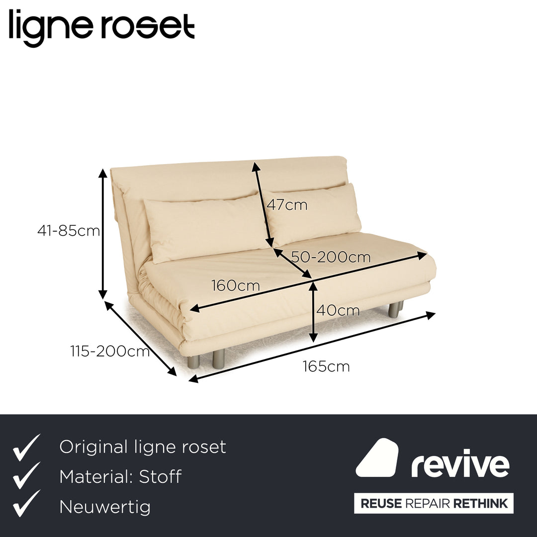 Ligne roset Canapé convertible 3 places en tissu Multy crème à fonction manuelle